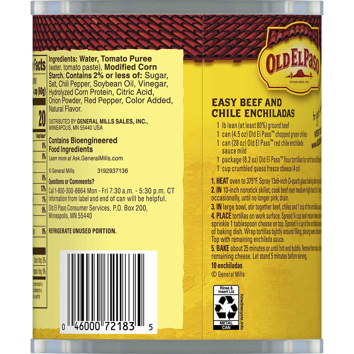 Enchilada Sauce, Mild, Red, 28 oz Can Old El Paso